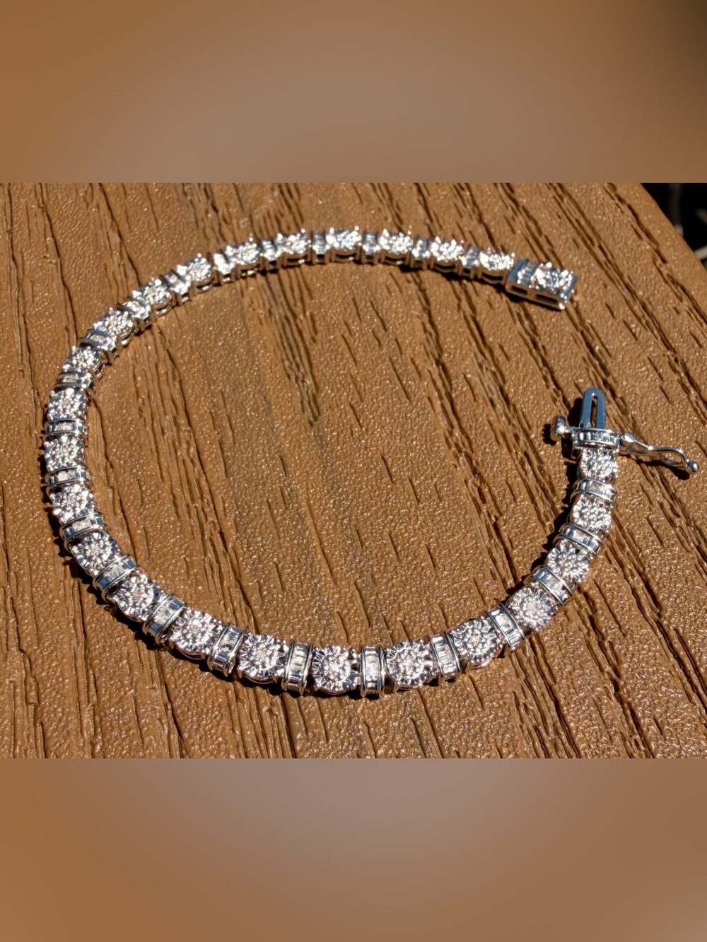 7” Fancy 14K White Gold Over Sterling Silver 0.25 CTW Diamond Tennis Bracelet - Picture 12 of 12